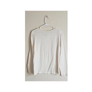 Cuddle Duds Ivory Lace Edge, Long Sleeve, V Neck Base Layer, Sz L